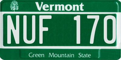 VT license plate NUF170