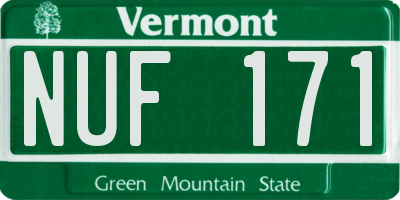 VT license plate NUF171