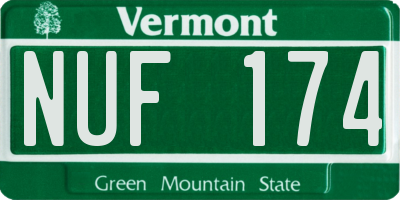 VT license plate NUF174