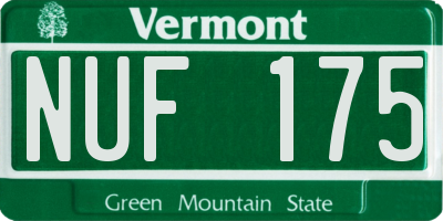 VT license plate NUF175