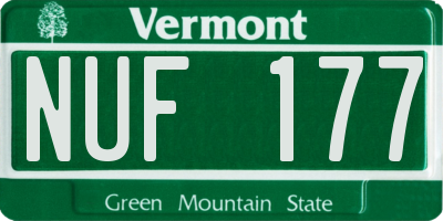 VT license plate NUF177