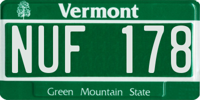 VT license plate NUF178