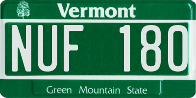 VT license plate NUF180