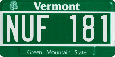 VT license plate NUF181