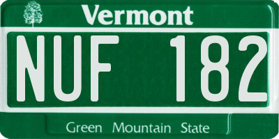 VT license plate NUF182