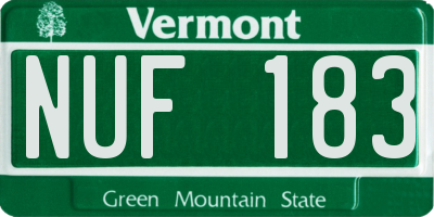 VT license plate NUF183