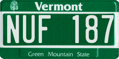VT license plate NUF187