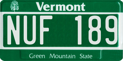VT license plate NUF189