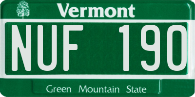 VT license plate NUF190