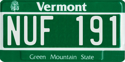 VT license plate NUF191