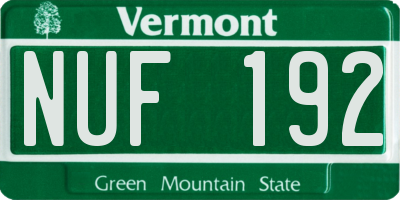 VT license plate NUF192