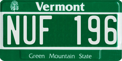 VT license plate NUF196
