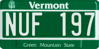 VT license plate NUF197