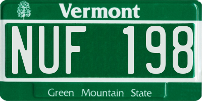 VT license plate NUF198