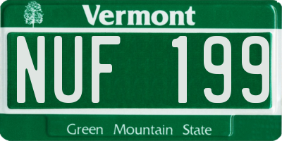 VT license plate NUF199