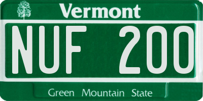 VT license plate NUF200