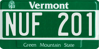 VT license plate NUF201