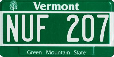 VT license plate NUF207
