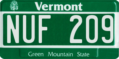 VT license plate NUF209