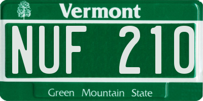 VT license plate NUF210