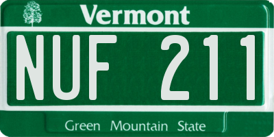VT license plate NUF211