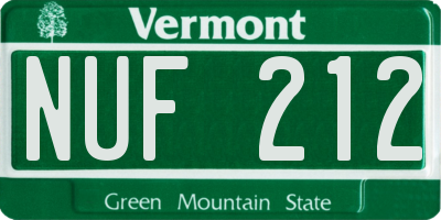 VT license plate NUF212