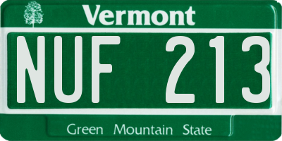 VT license plate NUF213