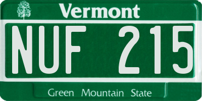 VT license plate NUF215