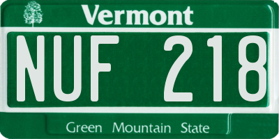 VT license plate NUF218