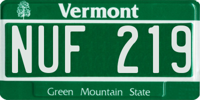 VT license plate NUF219