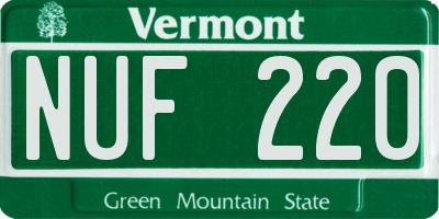 VT license plate NUF220
