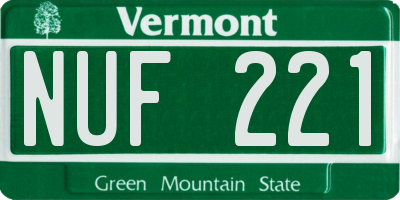 VT license plate NUF221