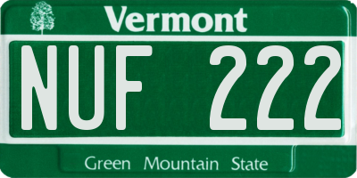 VT license plate NUF222