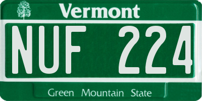 VT license plate NUF224