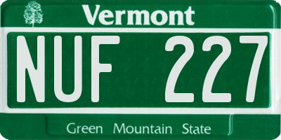 VT license plate NUF227