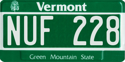 VT license plate NUF228