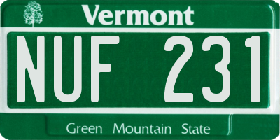 VT license plate NUF231