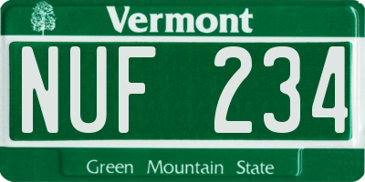 VT license plate NUF234