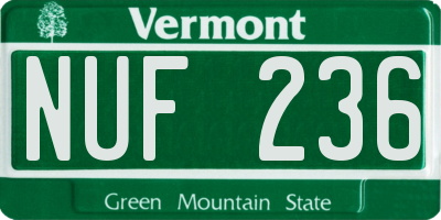VT license plate NUF236