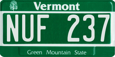 VT license plate NUF237