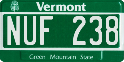 VT license plate NUF238