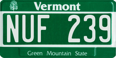 VT license plate NUF239
