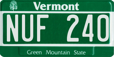 VT license plate NUF240
