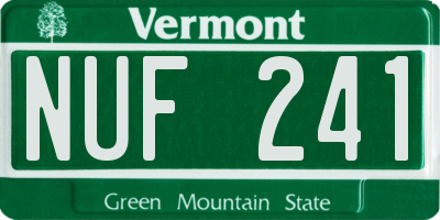 VT license plate NUF241