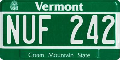 VT license plate NUF242
