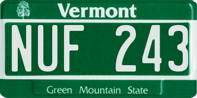 VT license plate NUF243