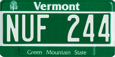 VT license plate NUF244