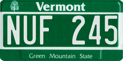 VT license plate NUF245