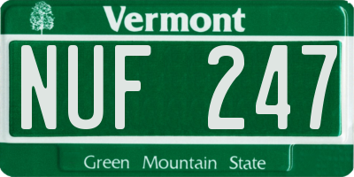 VT license plate NUF247