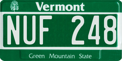 VT license plate NUF248